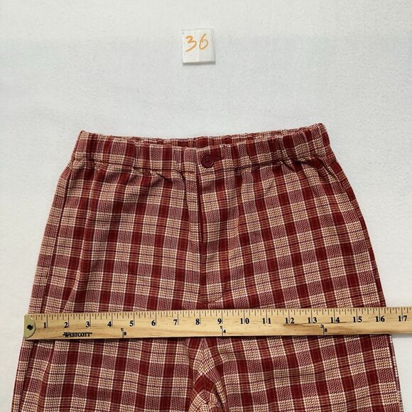 Brandy Melville Women's One Size Red Plaid Check High Rise Tilden Pants MW760 - Picture 11 of 13